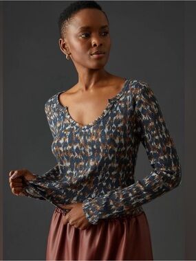 Anthropologie Pilcro Notched Waffle Top